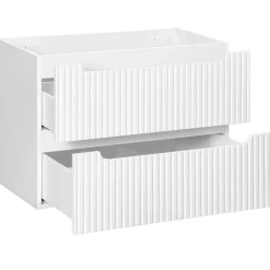 Garnero Arredamenti Mobile bagno sospeso 80cm cannettato 2 cassetti bianco rovere Cleany Bianco Opaco Best