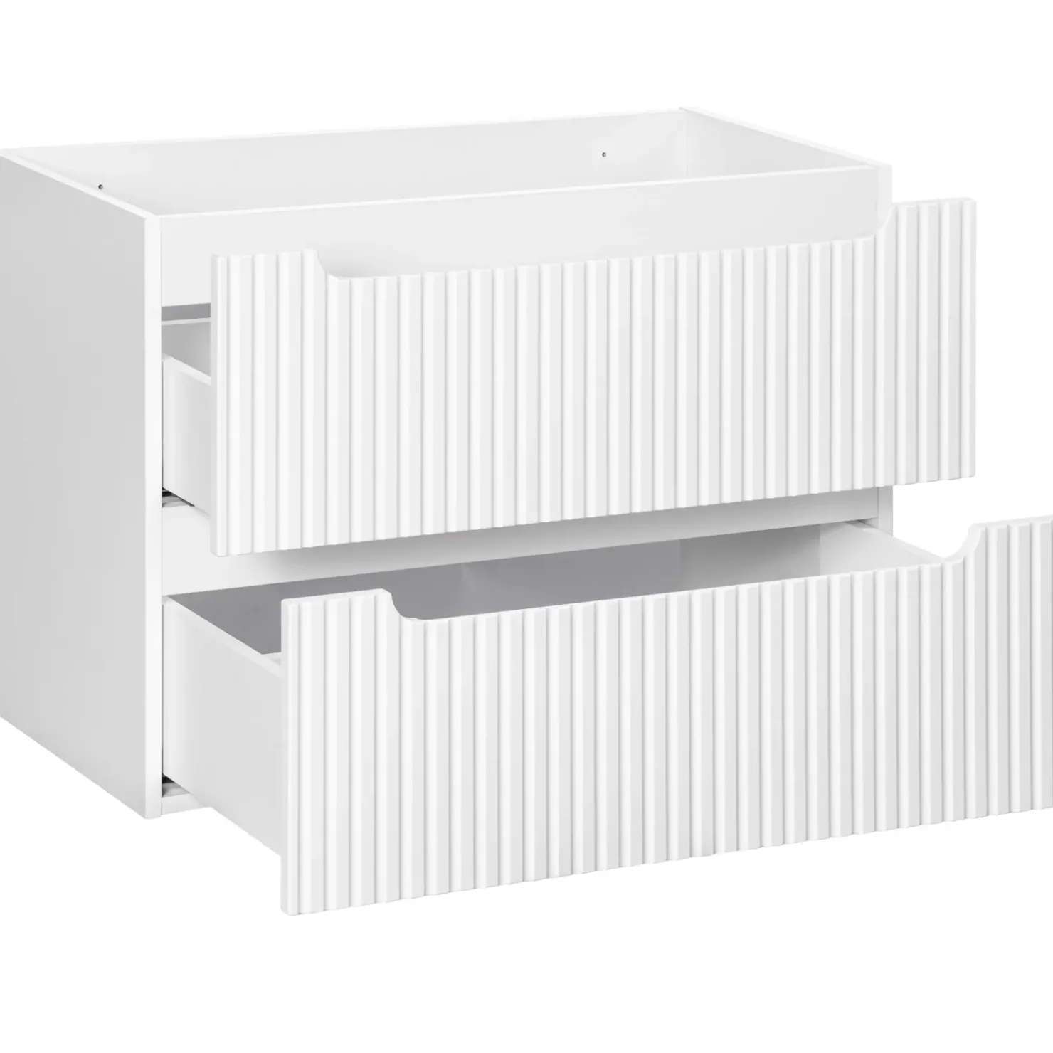 Garnero Arredamenti Mobile bagno sospeso 80cm cannettato 2 cassetti bianco rovere Cleany Bianco Opaco Best