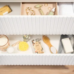 Garnero Arredamenti Mobile bagno sospeso 80cm cannettato 2 cassetti bianco rovere Cleany Bianco Opaco Best