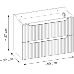 Garnero Arredamenti Mobile bagno sospeso 80cm cannettato 2 cassetti bianco rovere Cleany Bianco Opaco Best