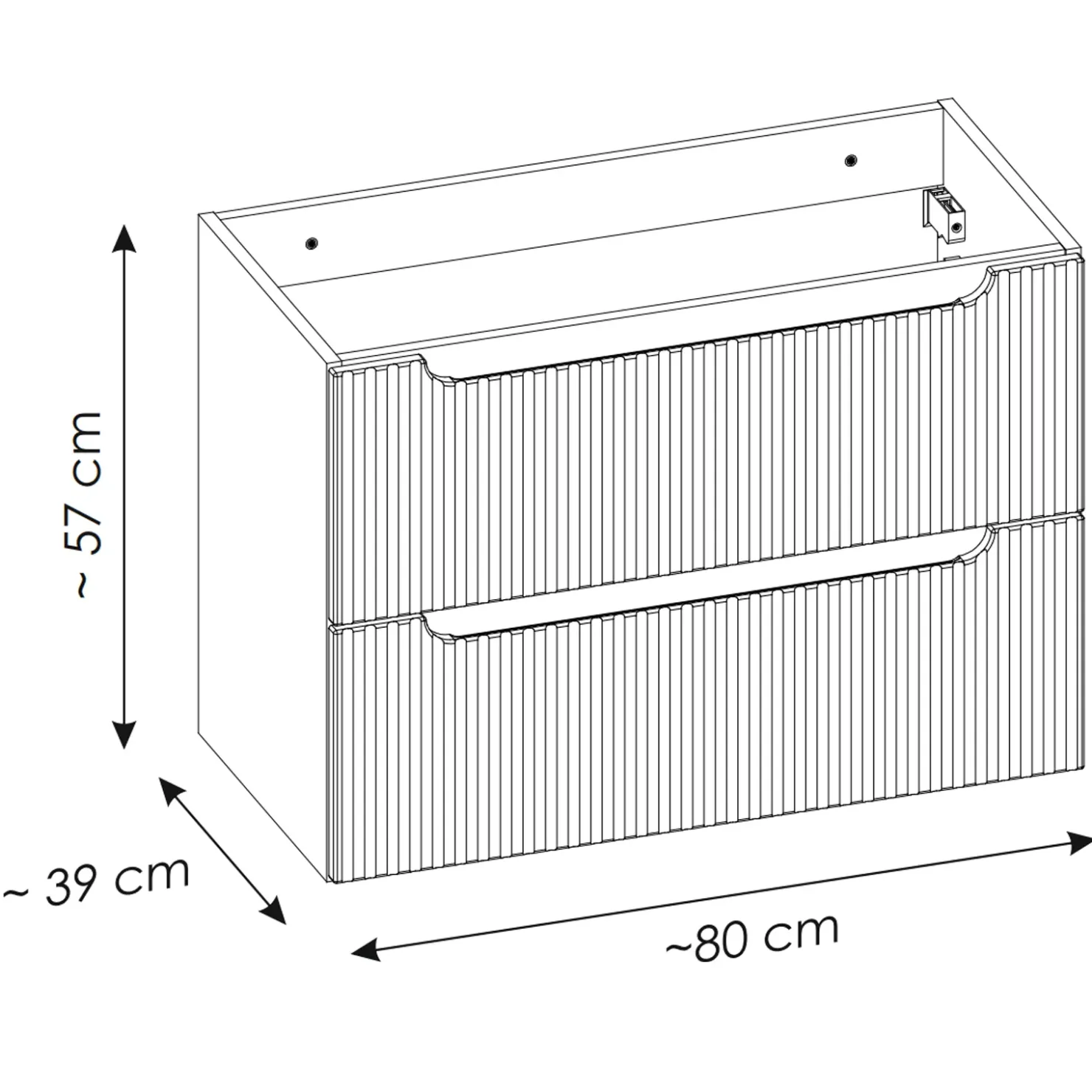 Garnero Arredamenti Mobile bagno sospeso 80cm cannettato 2 cassetti bianco rovere Cleany Bianco Opaco Best
