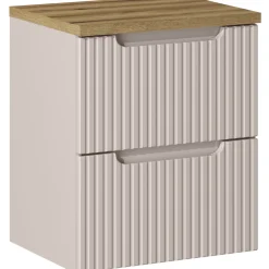 Garnero Arredamenti Mobile bagno sospeso 50cm cannettato 2 cassetti rovere Cleany Beige New