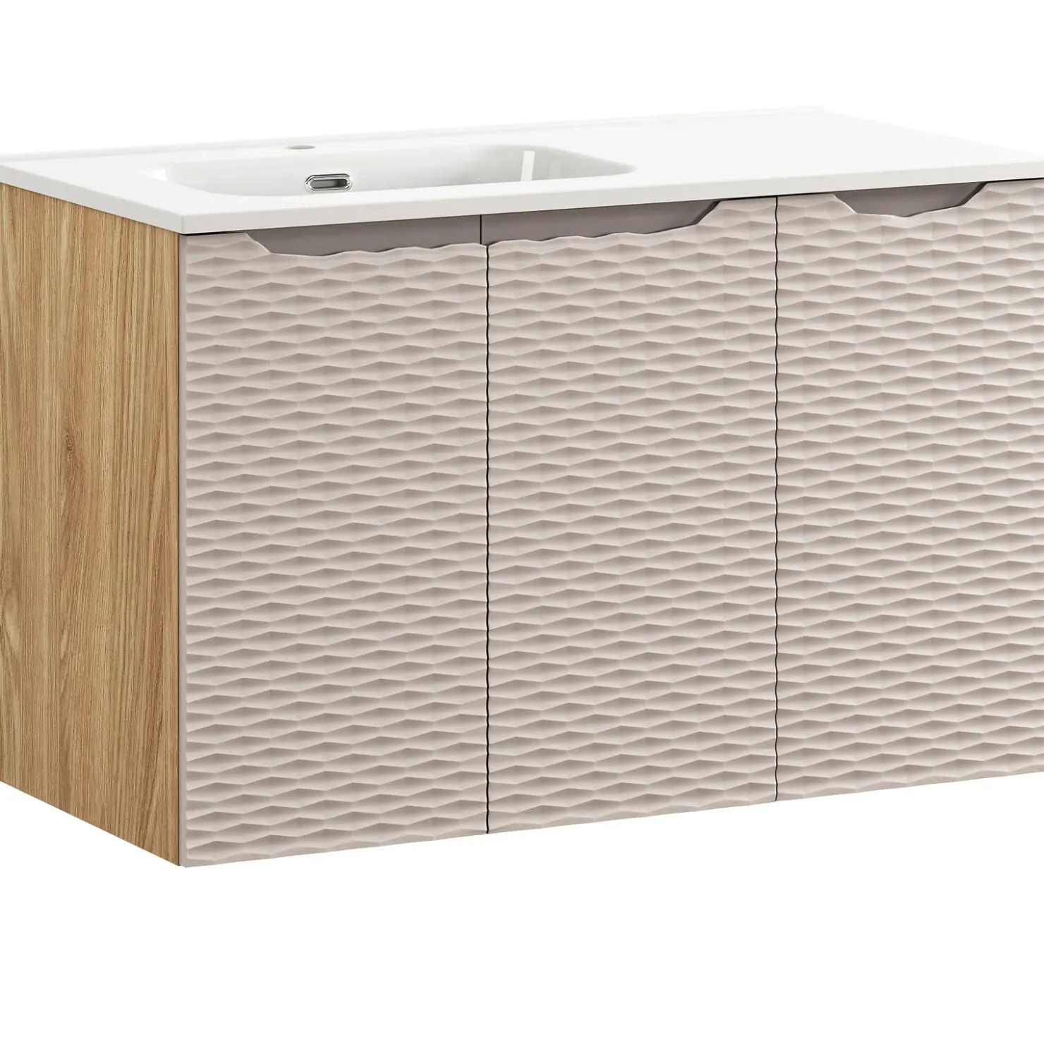 Garnero Arredamenti Mobile bagno sospeso 90cm con lavabo da incasso beige rovere Swim Beige - Rovere Clearance