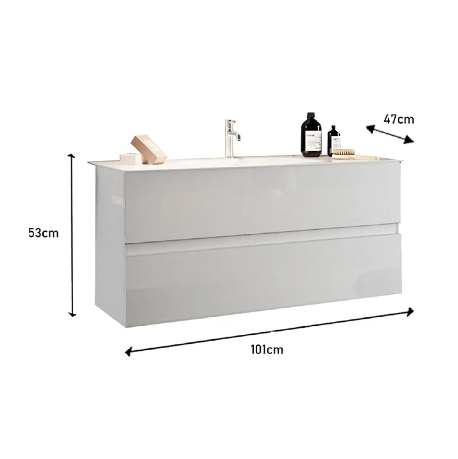 Garnero Arredamenti Mobile bagno sospeso 100cm con lavabo e specchio bianco lucido Moon New