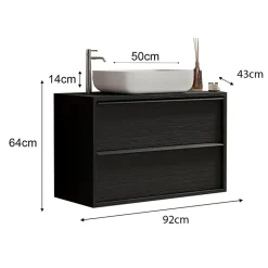 Garnero Arredamenti Mobile bagno sospeso 92cm con lavabo nero frassinato Absolut Hot