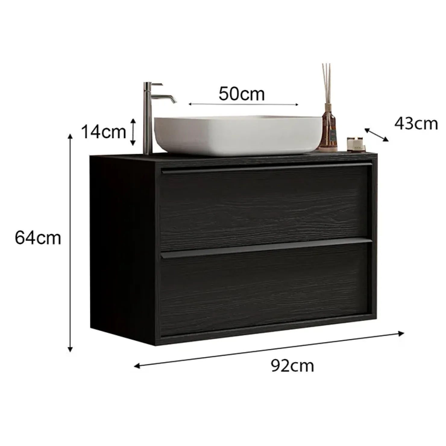 Garnero Arredamenti Mobile bagno sospeso 92cm con lavabo nero frassinato Absolut Hot