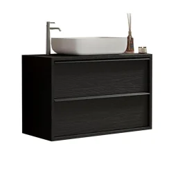 Garnero Arredamenti Mobile bagno sospeso 92cm con lavabo nero frassinato Absolut Hot