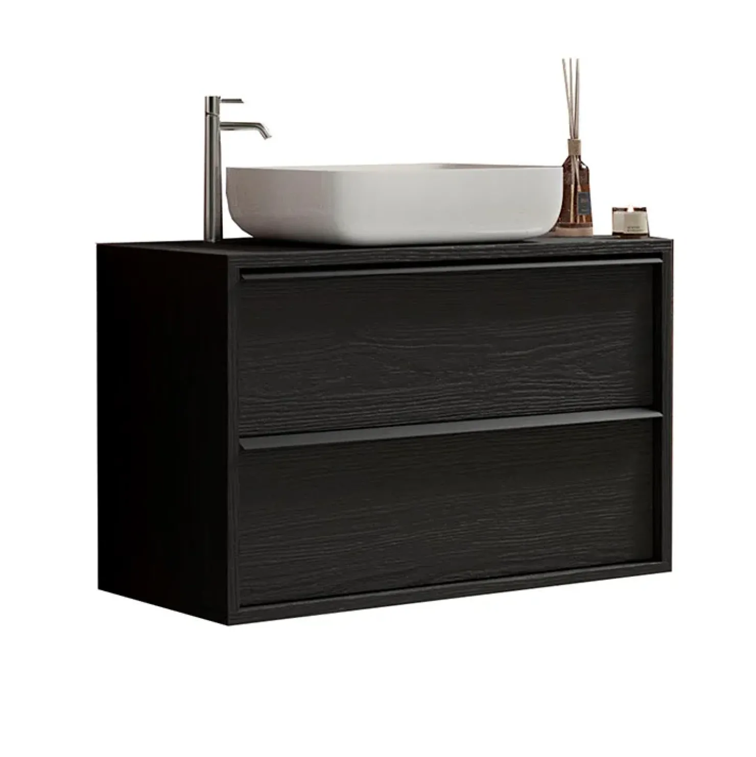 Garnero Arredamenti Mobile bagno sospeso 92cm con lavabo nero frassinato Absolut Hot