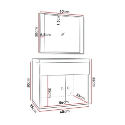 Garnero Arredamenti Mobile bagno sospeso 60cm con specchio serigrafato nero Ischia 5 Nero Lucido Clearance
