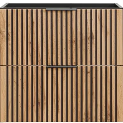 Garnero Arredamenti Mobile bagno sospeso 60cm cm con lavabo nero da incasso quercia antracite Limpid Best