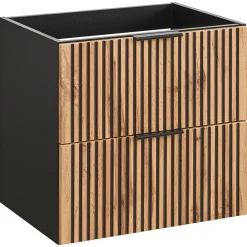 Garnero Arredamenti Mobile bagno sospeso 60cm cm con lavabo nero da incasso quercia antracite Limpid Best