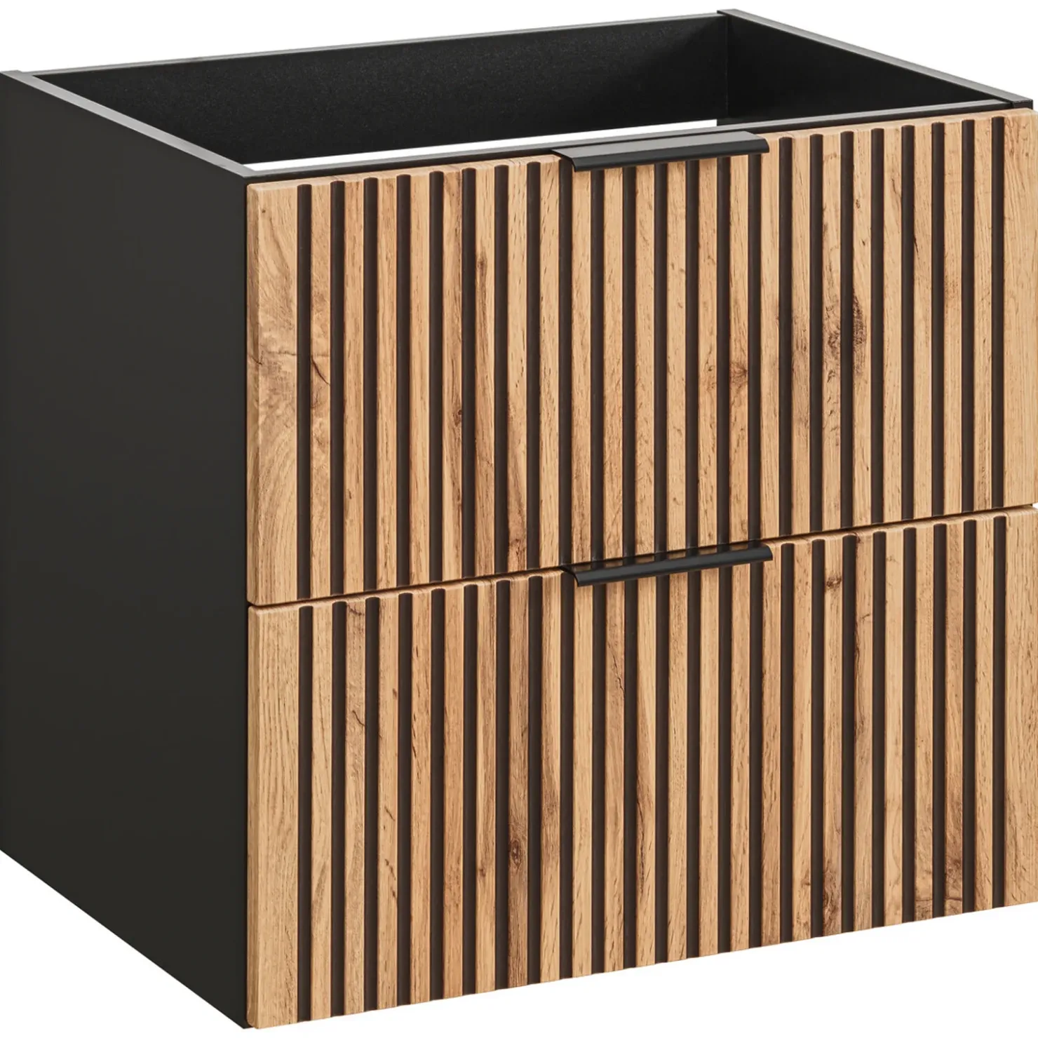 Garnero Arredamenti Mobile bagno sospeso 60cm cm con lavabo nero da incasso quercia antracite Limpid Best