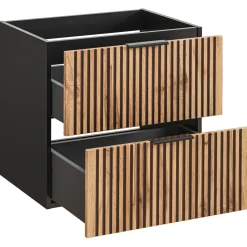 Garnero Arredamenti Mobile bagno sospeso 60cm cm con lavabo nero da incasso quercia antracite Limpid Best