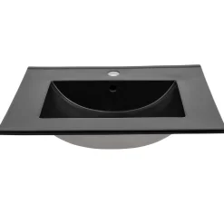 Garnero Arredamenti Mobile bagno sospeso 60cm cm con lavabo nero da incasso quercia antracite Limpid Best