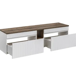 Garnero Arredamenti Mobile bagno sospeso 180cm cannettato 2 cassettoni quercia Autentic Bianco Sale