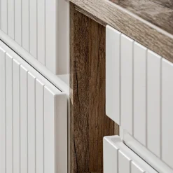 Garnero Arredamenti Mobile bagno sospeso 180cm cannettato 2 cassettoni quercia Autentic Bianco Sale