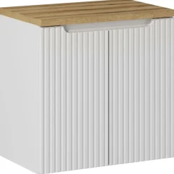 Garnero Arredamenti Mobile bagno sospeso 60cm cannettato 2 ante bianco rovere Cleany Bianco Opaco Online