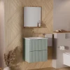 Garnero Arredamenti Mobile bagno sospeso 50cm cannettato con lavabo 2 cassetti verde salvia Greeny Hot