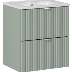 Garnero Arredamenti Mobile bagno sospeso 50cm cannettato con lavabo 2 cassetti verde salvia Greeny Hot