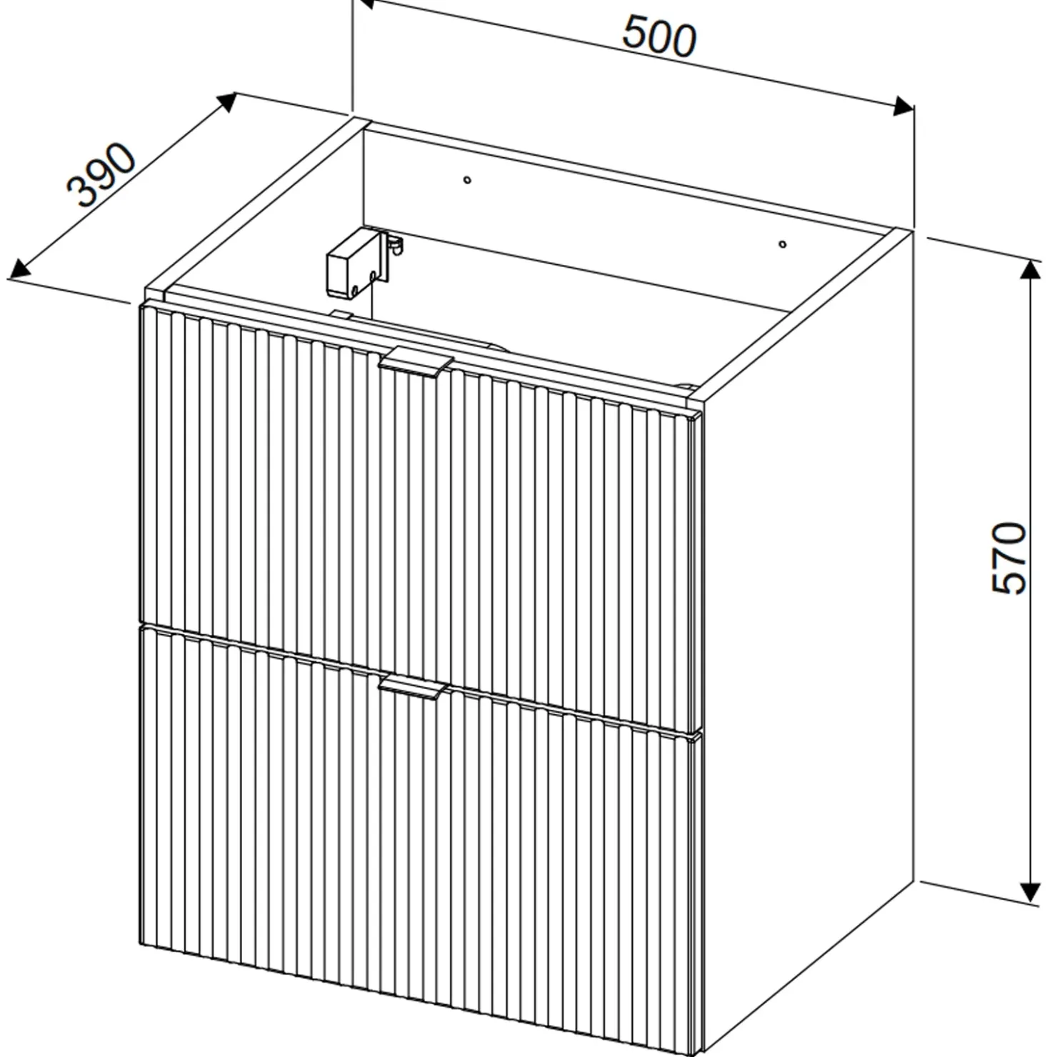 Garnero Arredamenti Mobile bagno sospeso 50cm cannettato con lavabo 2 cassetti verde salvia Greeny Hot