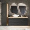 Garnero Arredamenti Mobile bagno sospeso 100cm con lavabo e colonna nero rovere Swim Hot
