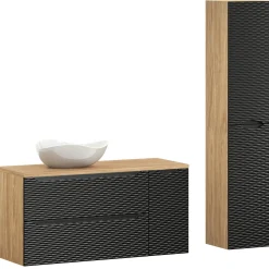 Garnero Arredamenti Mobile bagno sospeso 100cm con lavabo e colonna nero rovere Swim Hot
