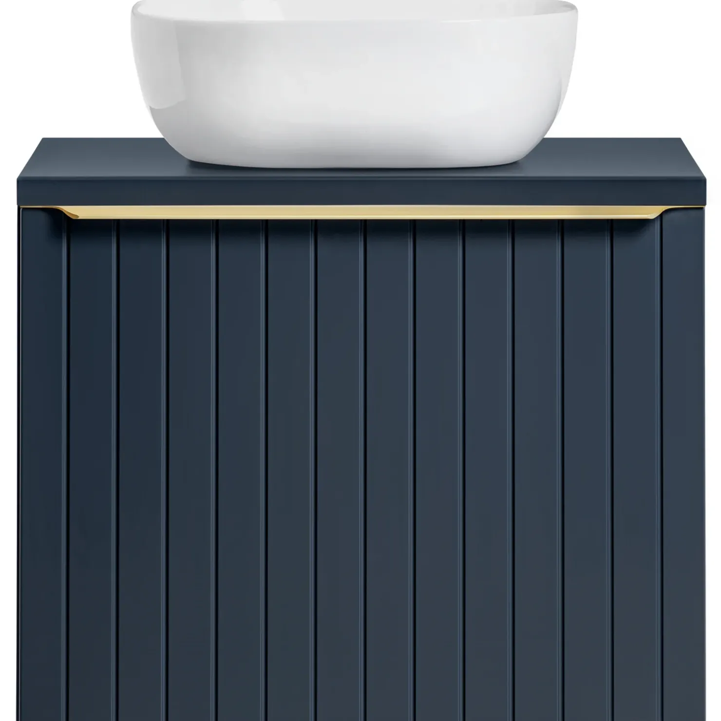 Garnero Arredamenti Mobile bagno sospeso 60cm con lavabo, specchio rotondo e colonna cannettato blu Deep Outlet