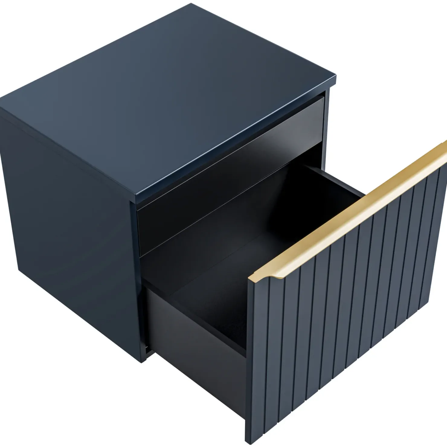 Garnero Arredamenti Mobile bagno sospeso 60cm con lavabo, specchio rotondo e colonna cannettato blu Deep Outlet