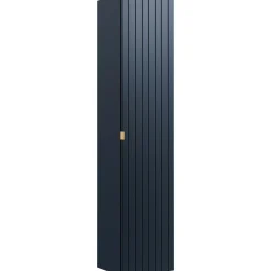 Garnero Arredamenti Mobile bagno sospeso 60cm con lavabo, specchio rotondo e colonna cannettato blu Deep Outlet