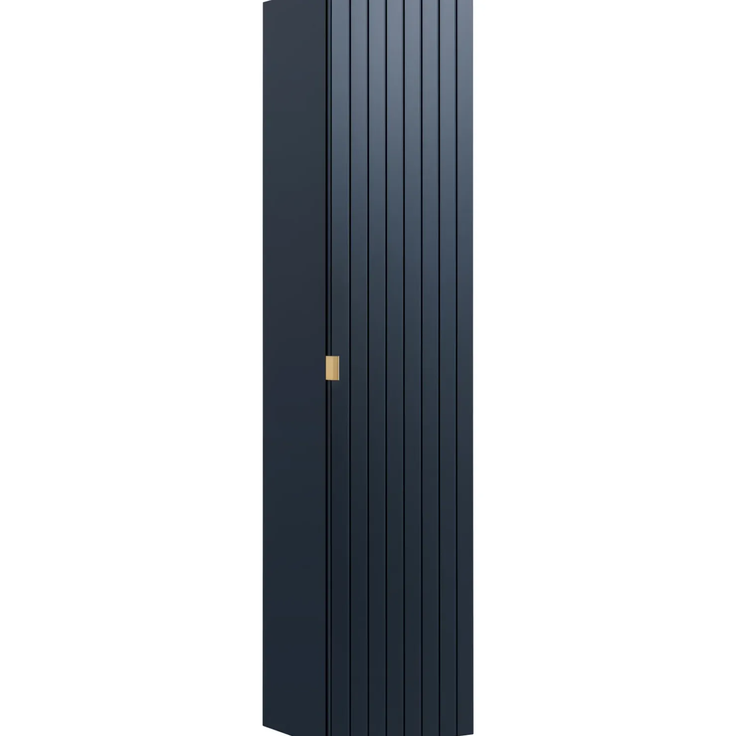 Garnero Arredamenti Mobile bagno sospeso 60cm con lavabo, specchio rotondo e colonna cannettato blu Deep Outlet