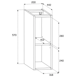 Garnero Arredamenti Mobile bagno sospeso 80cm cannettato 2 cassetti e vani rovere Cleany Nero Hot