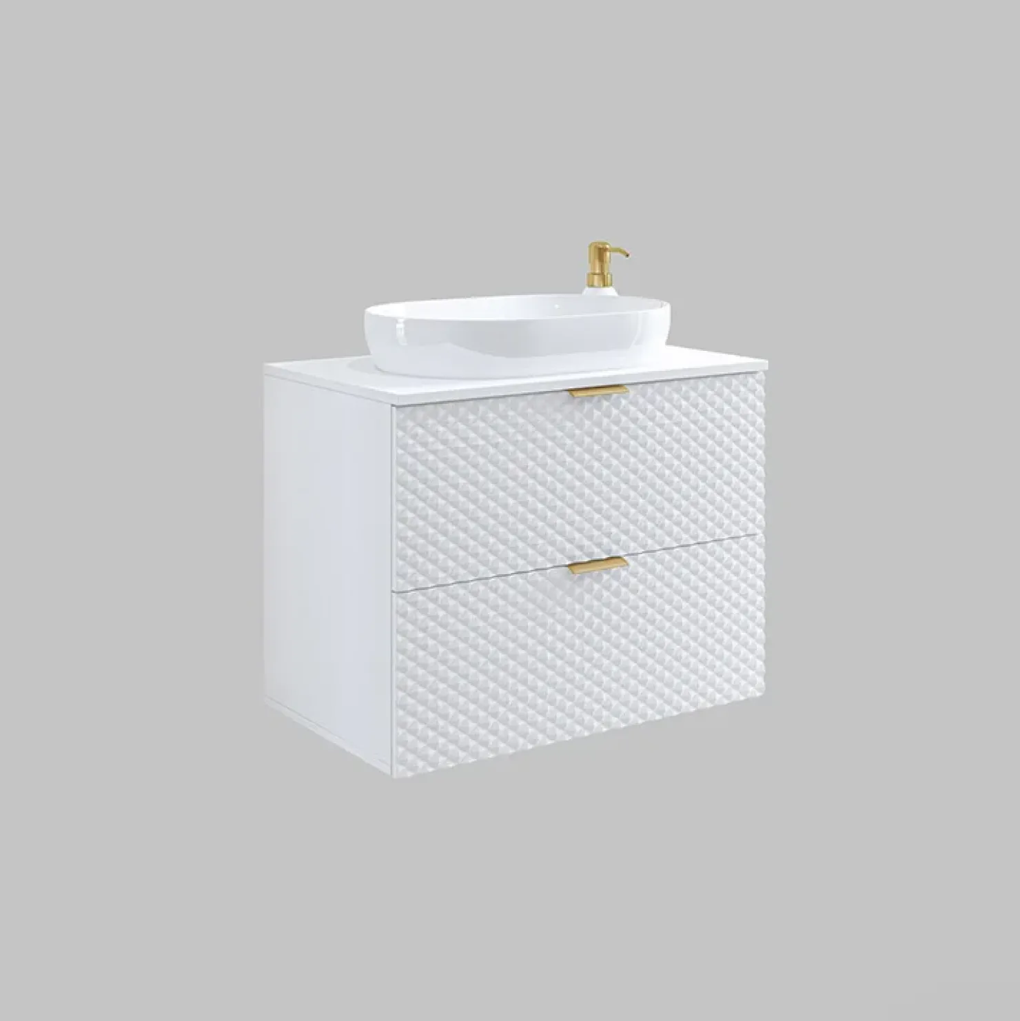 Garnero Arredamenti Mobile bagno sospeso 80cm con colonna bianco frontali decorati Konny Bianco Lucido - Bianco opaco Clearance