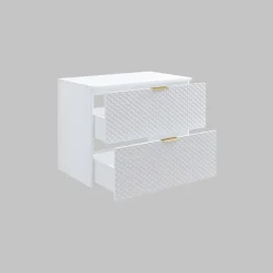 Garnero Arredamenti Mobile bagno sospeso 80cm con colonna bianco frontali decorati Konny Bianco Lucido - Bianco opaco Clearance