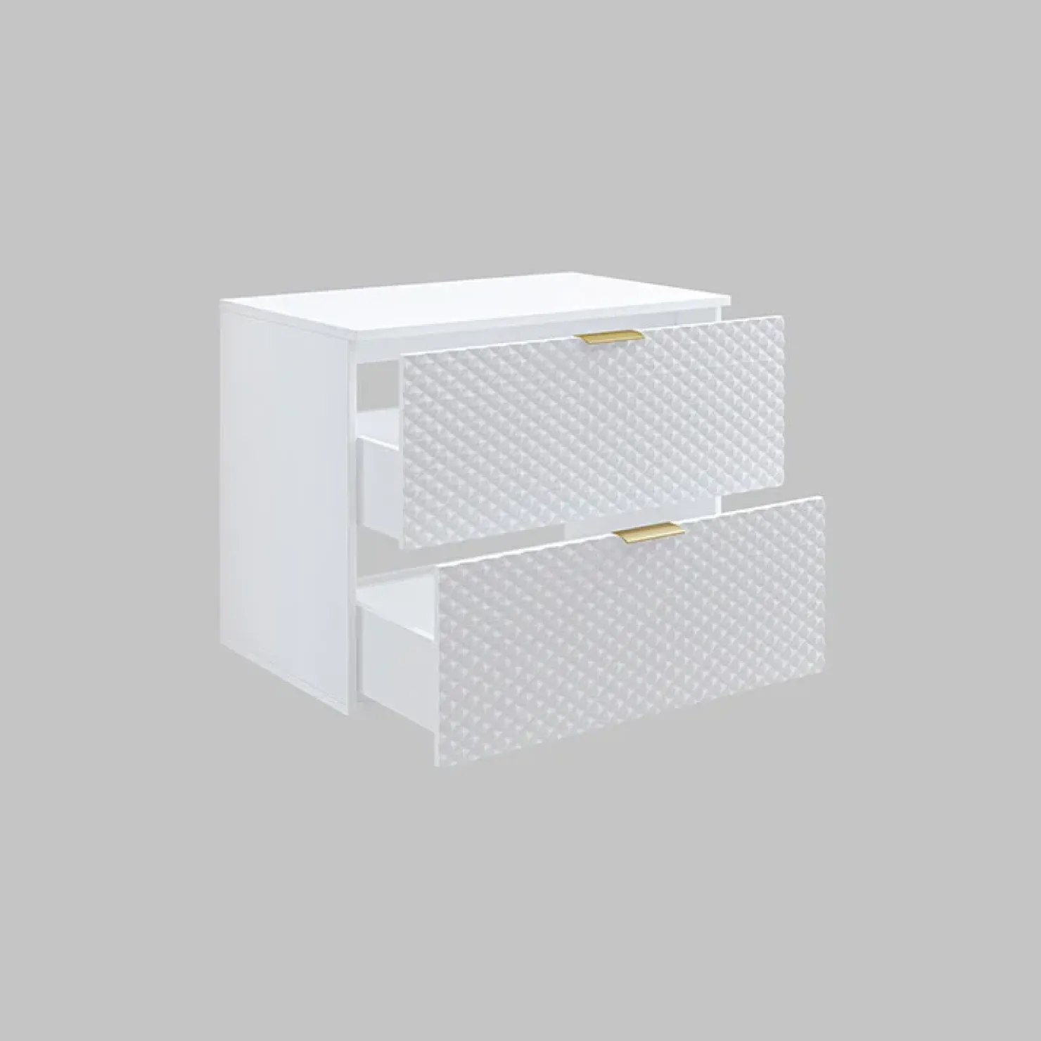 Garnero Arredamenti Mobile bagno sospeso 80cm con colonna bianco frontali decorati Konny Bianco Lucido - Bianco opaco Clearance