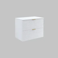 Garnero Arredamenti Mobile bagno sospeso 80cm con colonna bianco frontali decorati Konny Bianco Lucido - Bianco opaco Clearance