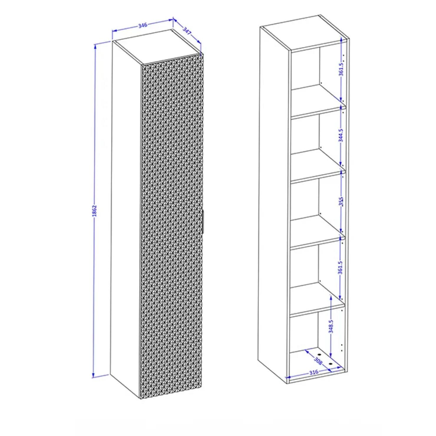 Garnero Arredamenti Mobile bagno sospeso 80cm con colonna bianco frontali decorati Konny Bianco Lucido - Bianco opaco Clearance