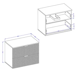 Garnero Arredamenti Mobile bagno sospeso 80cm con colonna bianco frontali decorati Konny Bianco Lucido - Bianco opaco Clearance