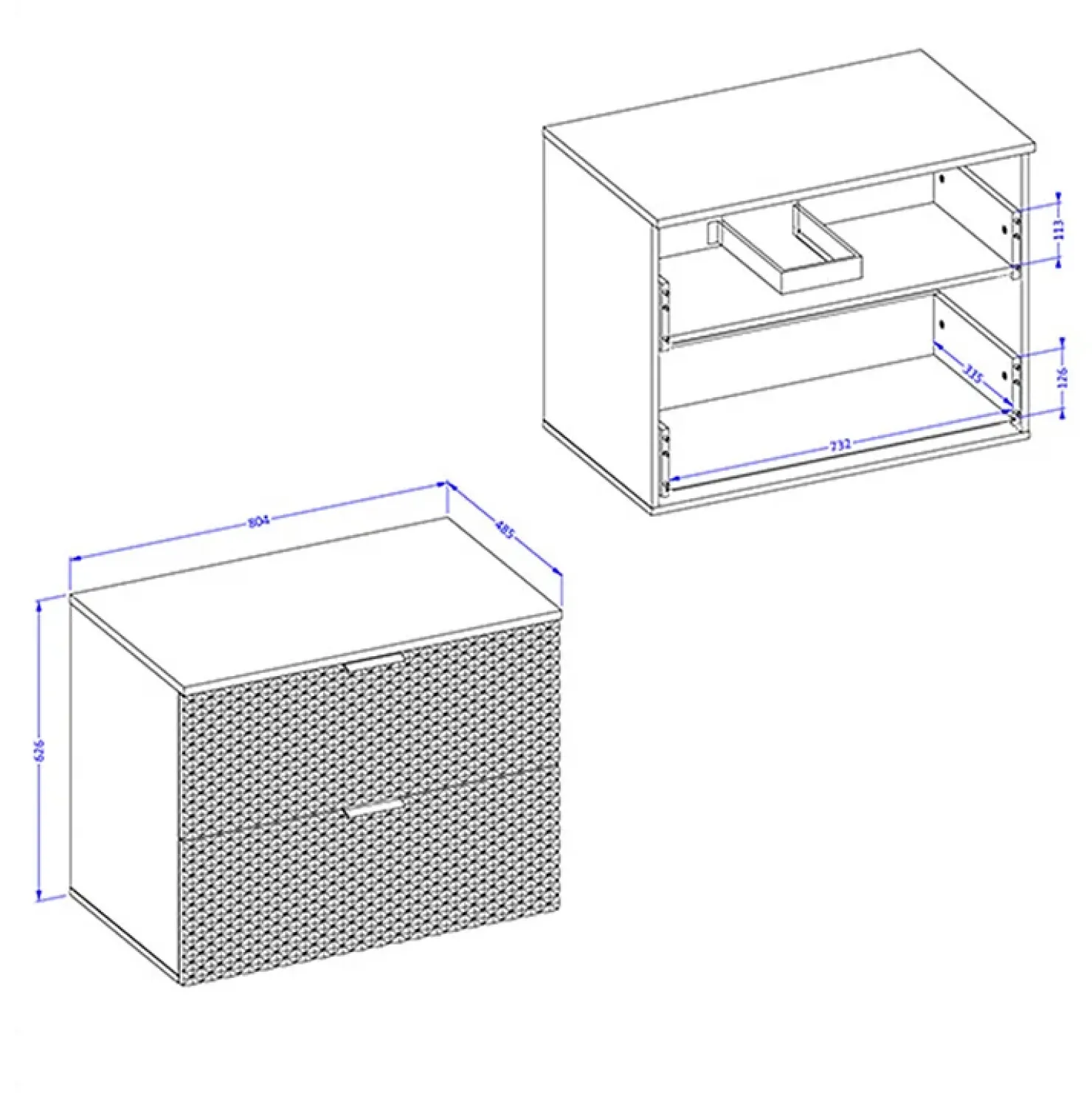 Garnero Arredamenti Mobile bagno sospeso 80cm con colonna bianco frontali decorati Konny Bianco Lucido - Bianco opaco Clearance