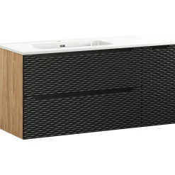 Garnero Arredamenti Mobile bagno sospeso 120cm con lavabo da incasso nero rovere Swim Nero - Rovere