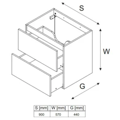Garnero Arredamenti Mobile bagno sospeso 120cm con lavabo da incasso nero rovere Swim Nero - Rovere