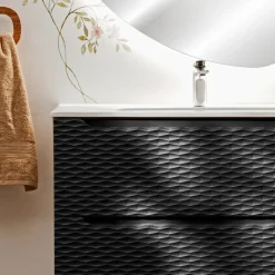 Garnero Arredamenti Mobile bagno sospeso 120cm con lavabo da incasso nero rovere Swim Nero - Rovere