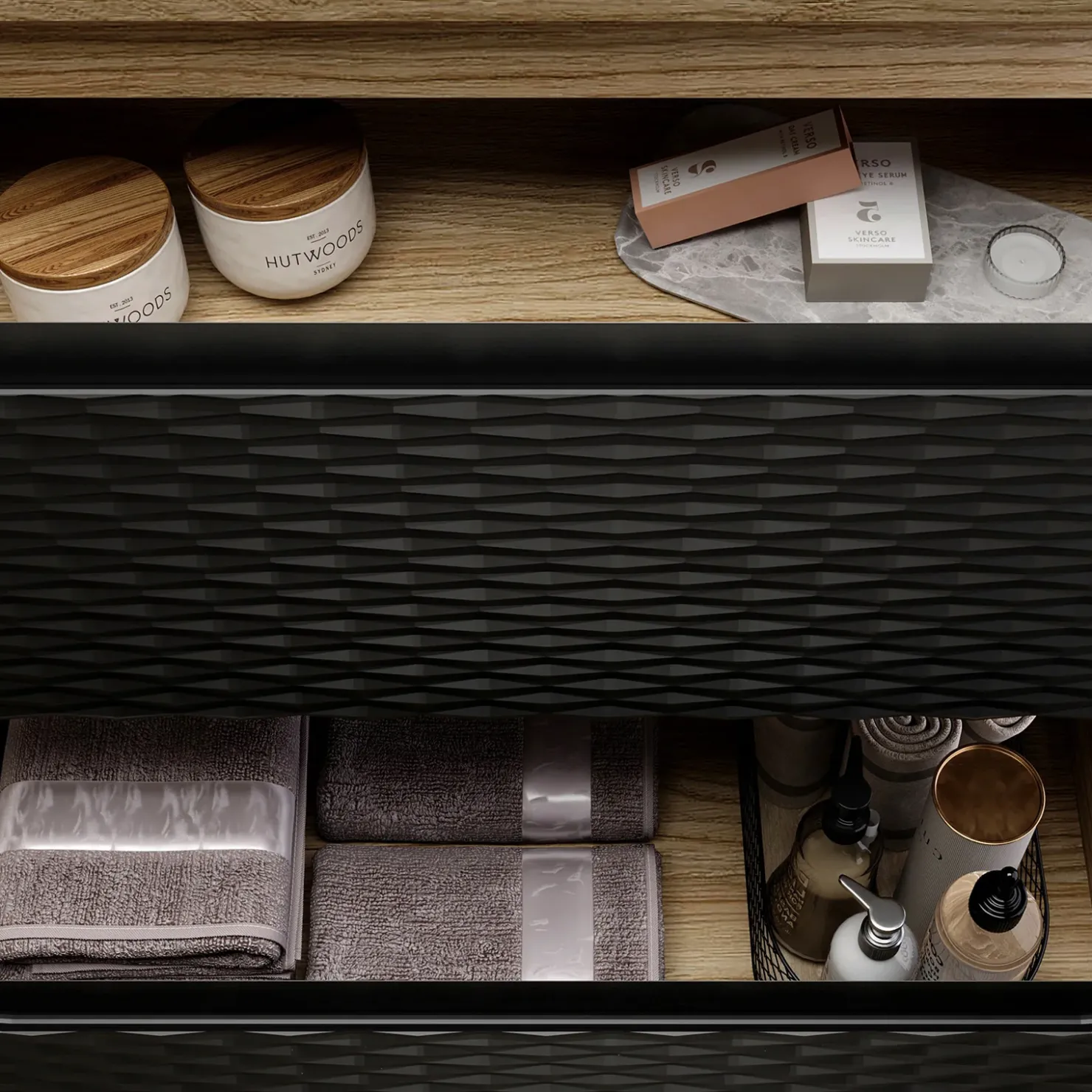 Garnero Arredamenti Mobile bagno sospeso 120cm con lavabo da incasso nero rovere Swim Nero - Rovere