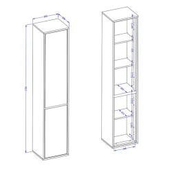 Garnero Arredamenti Mobile bagno sospeso 78cm con specchio e colonna nero Linda Bianco Lucido