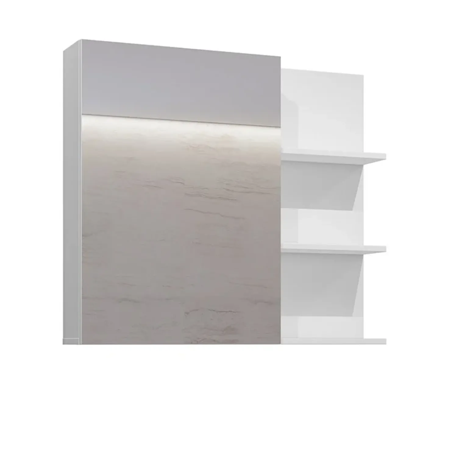 Garnero Arredamenti Mobile bagno sospeso 78cm con specchio e colonna nero Linda Bianco Lucido