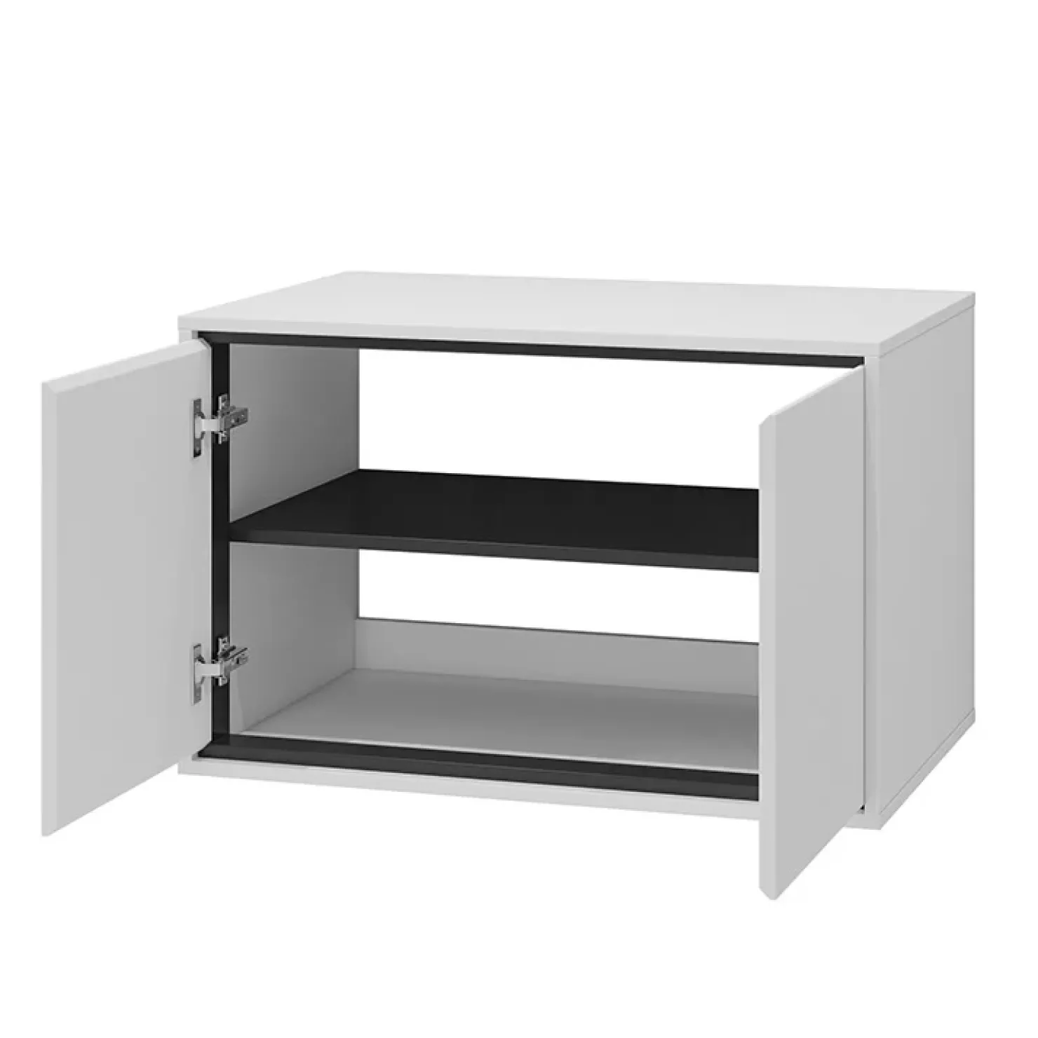 Garnero Arredamenti Mobile bagno sospeso 78cm con specchio e colonna nero Linda Bianco Lucido