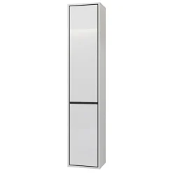 Garnero Arredamenti Mobile bagno sospeso 78cm con specchio e colonna nero Linda Bianco Lucido