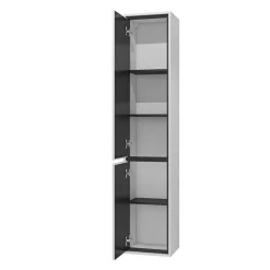 Garnero Arredamenti Mobile bagno sospeso 78cm con specchio e colonna nero Linda Bianco Lucido