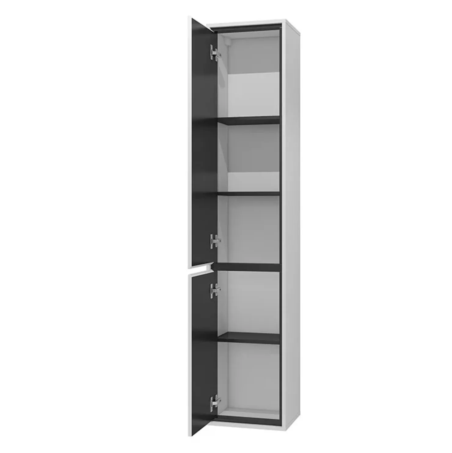 Garnero Arredamenti Mobile bagno sospeso 78cm con specchio e colonna nero Linda Bianco Lucido