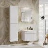 Garnero Arredamenti Mobile bagno sospeso 60cm cannettato con lavabo da incasso, colonna e specchio bianco Autentic Online