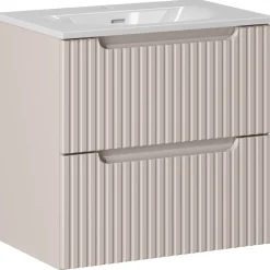 Garnero Arredamenti Mobile bagno sospeso 60cm cannettato con lavabo 2 cassetti Cleany Beige Best